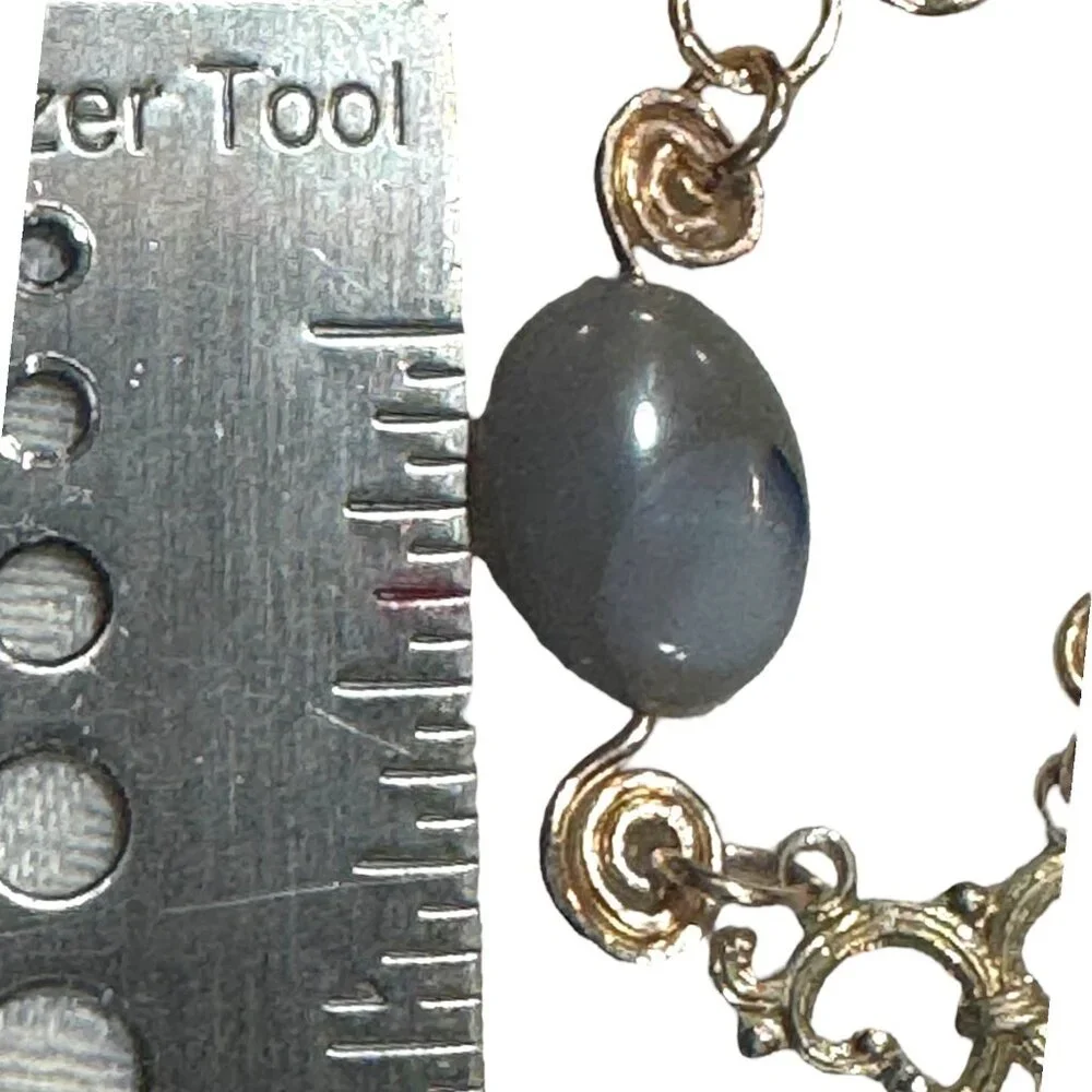 Artisan Hammered Lotus Flower Necklace W/ Agate Pendant Labradorite & Chalcedony - Picture 10 of 17